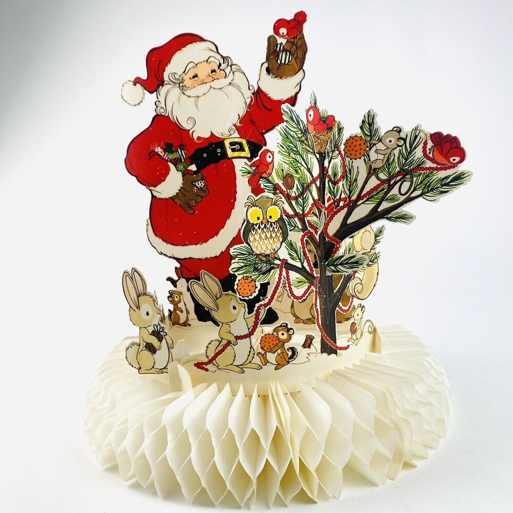 Vintage Honeycomb Christmas Centerpiece Ambassador Santa NOS 13" Holiday Decor